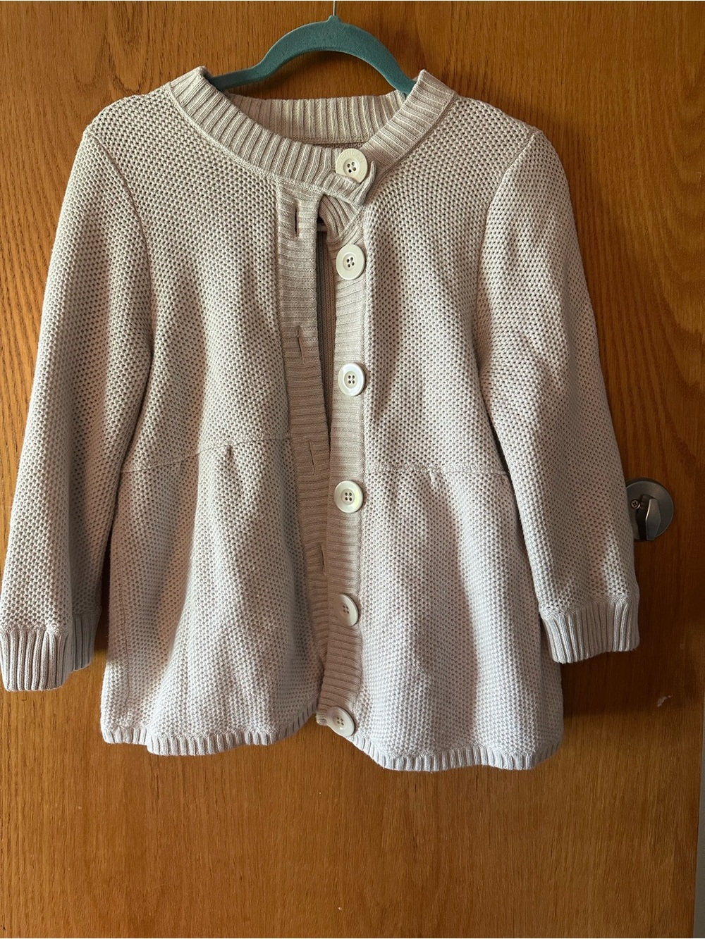 Vintage American Eagle Outfitters Cream Knit Button Cardigan with 1/4 Sleeves